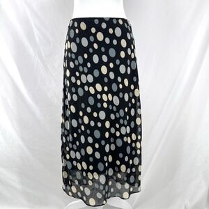Polka Dot Midi Slip Skirt XL Vintage Y2K Chiffon Retro Minimalist Office Chic